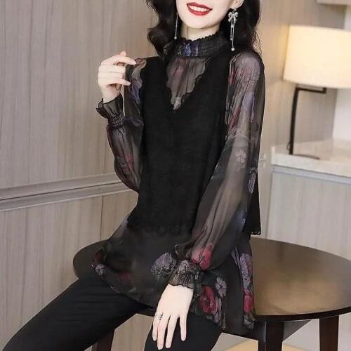 Women Blouse Womens Long Sleeve Pullover Chiffon Shirt 2021 Spring And Summer Loose Floral Top Shirt Blusas Mujer De Moda