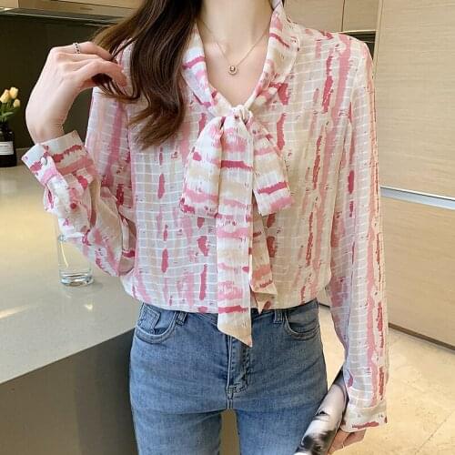 Chikichi Floating Collar Shirt Women 2021 Autumn New Long-sleeved Loose Fashion Printed Blouse Elegant Long Sleeve Top Women