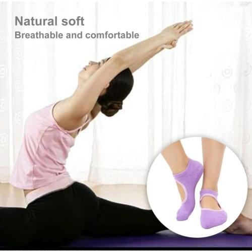1 Pair Women Yoga Socks Invisible Non-slip Cotton Breathable Backless Ballet Dance Pilates Socks Ankle Sports Socks for Workout