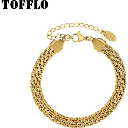 TOFFLO Stainless Steel Jewelry Watch Chain Simple Bracelet Female BSE250