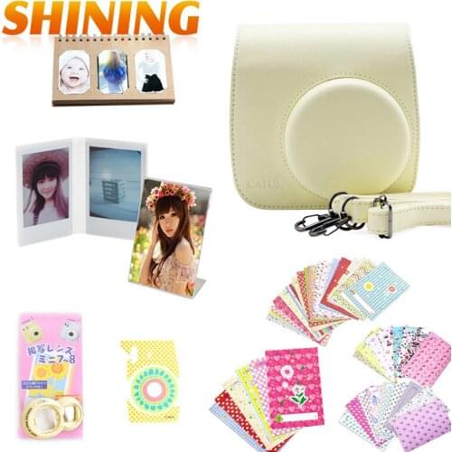 03 Fujifilm Instax Mini 8 Accessories Camera PU Leather Case Bag Camera Film Stickers Photo Album Selfie Lens Mirror Photo Frame