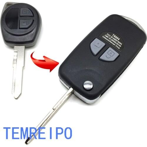 10pcs/lot Modified Flip Folding Remote Key Case Shell fit for Suzuki SX4 Swift 2 Button With Button Pad
