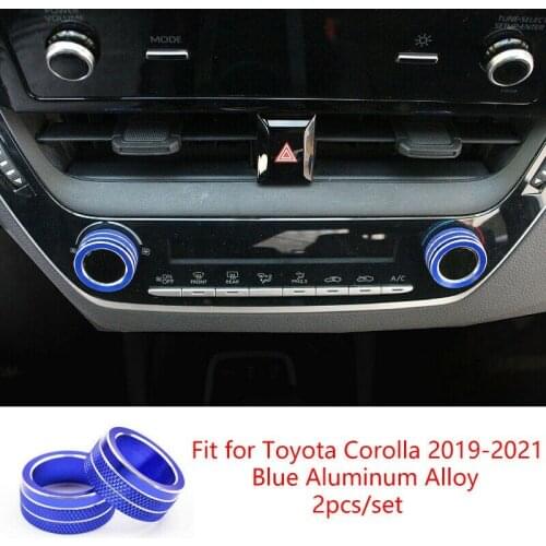 2Pcs/Set Replacement AC Climate Control Ring Knob Trim Cover For Toyota Corolla 2019-2021 Aluminum Car Decor Car Accessories