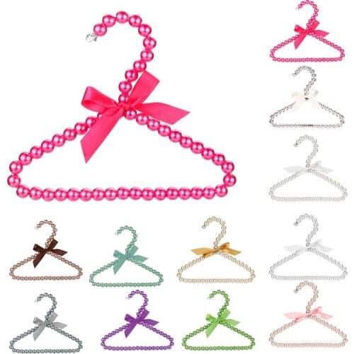 5/10pcs Pearl Hanger Children Bow Racks Dog Hangers Laundry Hooks Plastic Hooks for Clothing Pet Cat Kids Fashion Baby Hangers