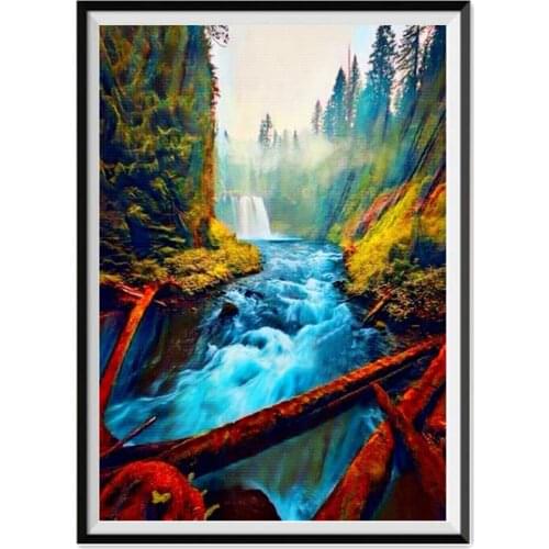 DIY 5D Handmade Diamond Painting Round Diamond Embroidery Mosaic Morigawa Creek Home Decor