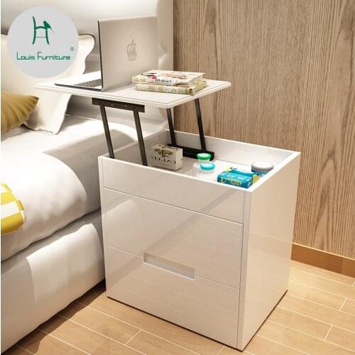 Louis Fashion Nightstands Simple Cabinet Modern Modern Baking Paint Multifunctional Storage Lifter Lazy Bedroom Decoration