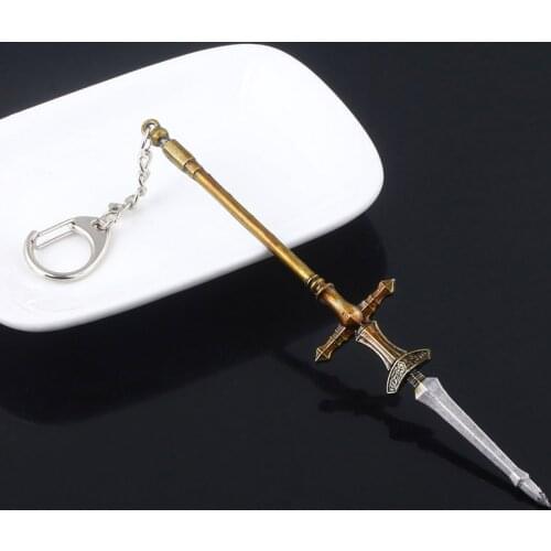 ZXMJ Dark Souls Keychain Spear Slayer Ornstein weaponry Keyring Jewelry Hot Movie High Quality Metal pendant Gift for Men Fans