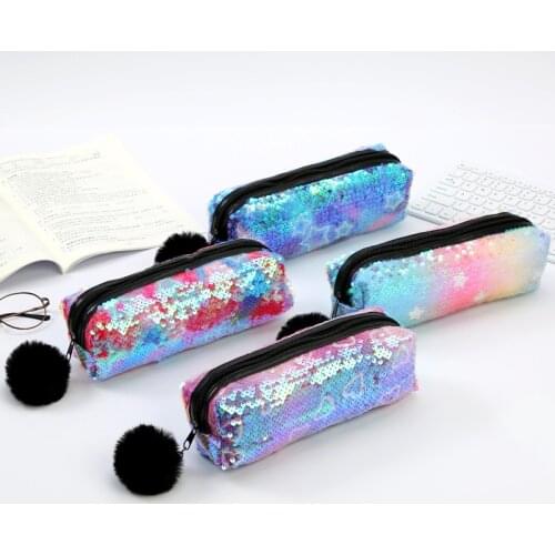Pencil Case Sequin for Girls School Supplies New Reversible Super Big Stationery Gift Magic Pen Box Pencilcase Cosmetic Escolar