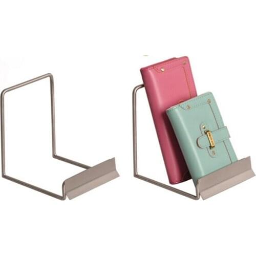 Stainless steel purse wallet holder desktop display rack showing stand boutique store display fixture storage rack
