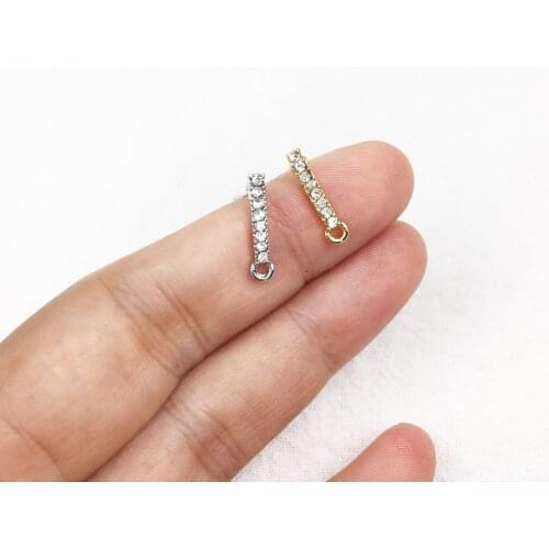Eruifa 10pcs 12mm long Earring Stud Hoop Connctor Rhinestone gold/Silver plated Zinc alloy Jewelry DIY Necklace Earrings
