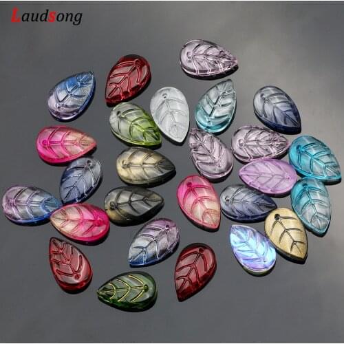10-50Pcs Leaves Shape Lampwork Beads Gradient Multicolor Glass Beads For Jewelry Making DIY Necklace Bracelet Charms Accessories