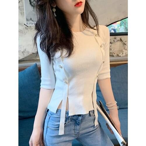 Harteen Spring Autumn Korean Ladies Fashion High Street Knitted Womens Simple All-Match Long-Sleeve Women Clothing Top Femme