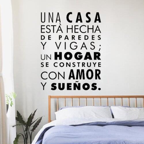 Spanish Words Wall Stickers Inspirational Home Family Quote Wall Decal Home Decor Living Room Love Dreams vinilos paredes Z761