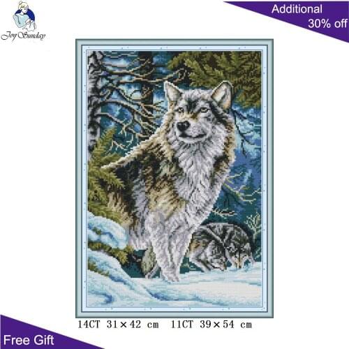 Joy Sunday Leader Wolf Cross Stitch DA407 14CT 11CT Counted and Stamped Home Decor Animal Needlework Cross Stitch kits
