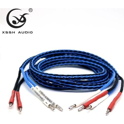 1 pair Set XSSH audio Hi-end DIY HIFI 10mm SpeakerCable Rhodium Plated banana plug to banana plug 12 Core Speaker Cord Wire