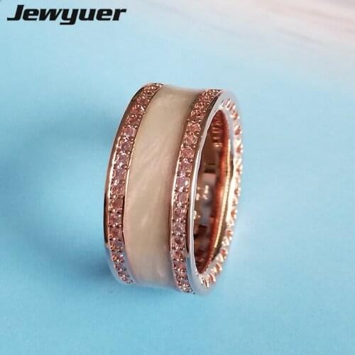 2017 Hearts Enamel Ring 925 sterling silver rings for women with Rose wedding anillos fine silver 925 Memnon jewelry RIP0138