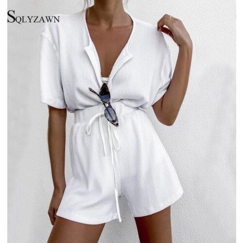 Women Basic Ribbed Knitted Shorts Set Casual 2 Piece Matching Suit Homewear Female Wide Leg Shorts Lounge Sets Chic Workout Wear