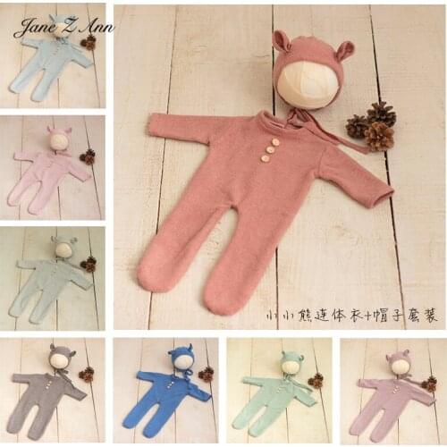 Bear bear costume hat+overall newborn photography props twins studio shooting outfits