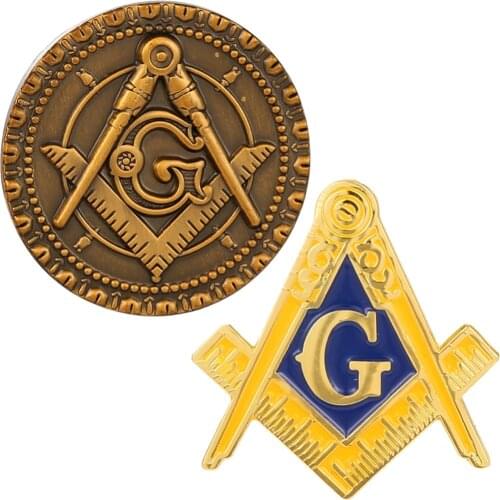 Masonic Lapel Pins Mason Freemasons Badge Lot of 2