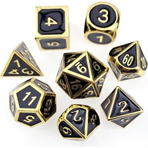 Metal DND Dice Super Heavy Set of 8 D&D Dice for Dungeons and Dragons Games