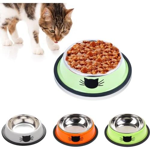 New Dog Cat Food Bowls Stainless Steel Pets Drinking Feeding Bowls Pet Supplies Anti-skid Dogs Cats Water Bowl Pet Tools