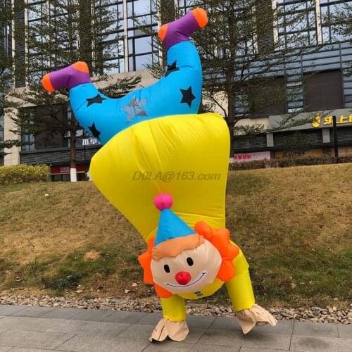 Handstand Clown Inflatable Costume Funny Blow up Outfit Halloween Cosplay Party Dress Clothes for Adult