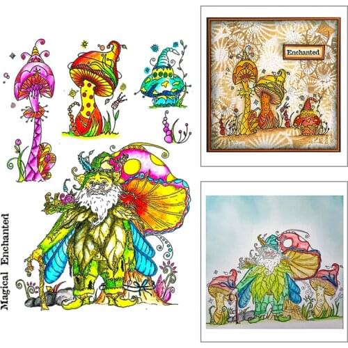 2021 New Dwarf Old Man and Mushroom House Clear Stamps For DIY Craft Making Greeting Card Scrapbooking No Metal Cutting Dies Set