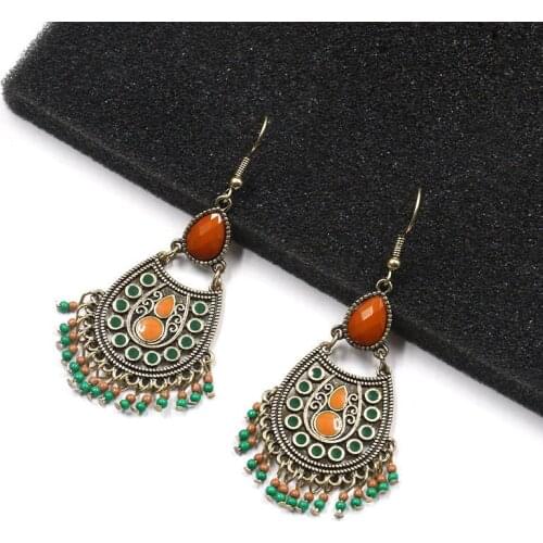 New Fashion Retro Ethnic Minority Style Jewelry Geometric Combination Water Drop Alloy Earring Alloy Jewelry