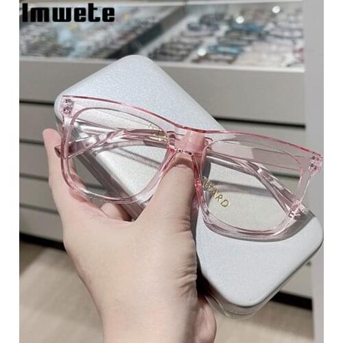 Imwete Retro Men Women Glasses Frame Anti-Blue Eyeglasses Frames No Degree Flat Mirror Can Equipped Prescription Unisex Eyewear