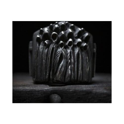 Punk Rock Unique Silver Color 316L Stainless Steel More Skull Ring Mens Mandala Flower Santa Muerte Biker Jewelry Gift OSR645