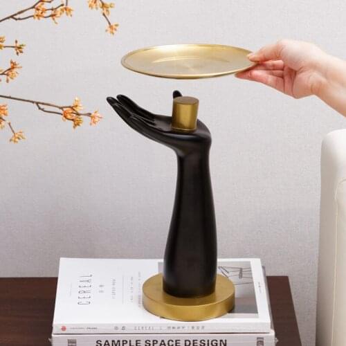 Creative Resin Abstract Hand Shape Tray Sculpture Ornaments Porch Office Desktop Key Storage Box Home Decorations Accessories