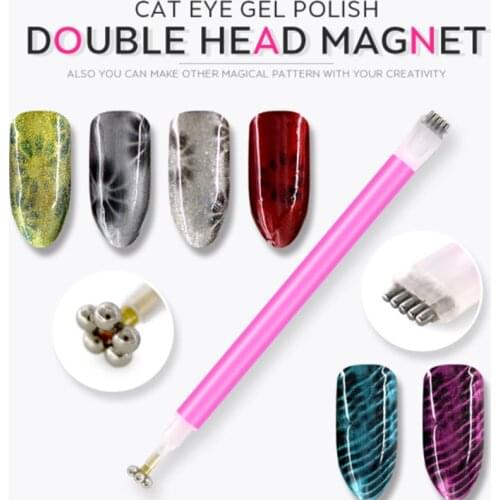 Pro Double Head Cat Eye Nail Magnet Stick Magical Stick Flower Stripe Pattern Nail Art Manicure Tool Nail Stuff Accessories 1pcs