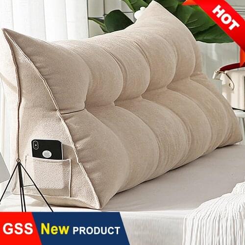 Dropshipping Kdis Adults Soft Bedroom Triangle Bedside Cushion Slipcover No Filling Bed Long Throw Pillows Decor Home Backrest