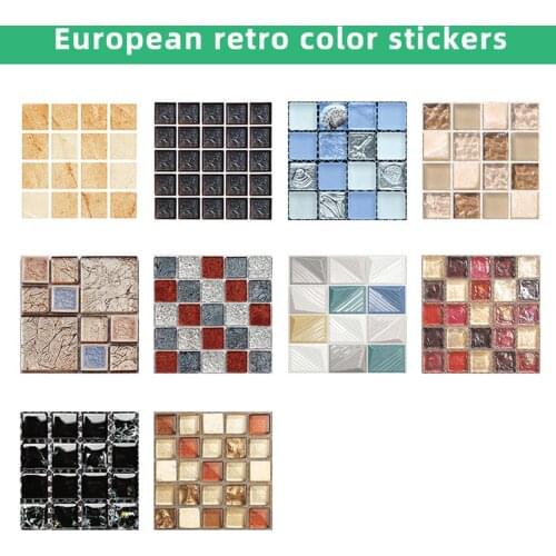 10Pcs 3D Self Adhesive Mosaic Tile Wall decal Sticker DIY Kitchen Bathroom Home Decor Vinyl