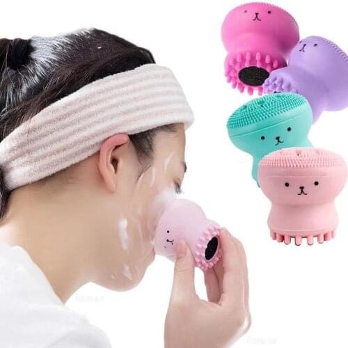 Facial Cleansing Brushes Silicone Cute Octopus Facial Cleanser Pore Cleanser Exfoliator Face Scrub Washing Brush Skin Care Tools