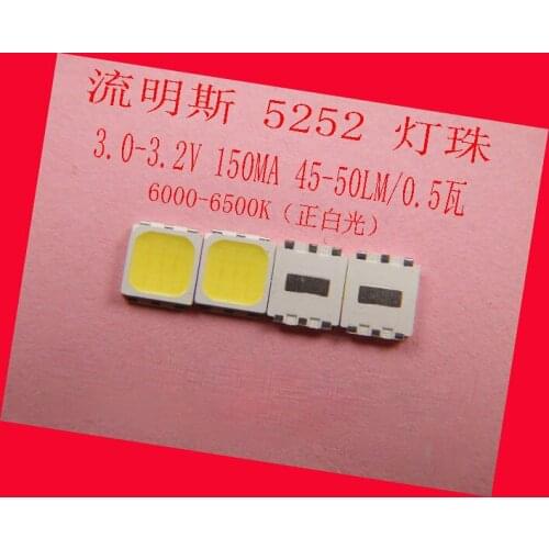 SMD LED lamp Beads 5252 3.0-3.2V 150MA 6000-6500K nature White For LG TV backlight, Spotlights, Ceiling lamp bulb lamp