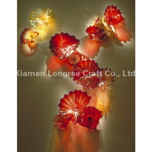 Modern Handmade Blown Glass Wall Plate Murano Glass Chihuly Style Art Plate