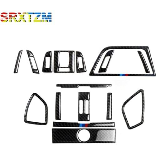 SRXTZM Carbon Fiber Car Center Console Air Outlet Air Conditioning Vent Decorative Cover Frame Stickers For Bmw F30 F34 Stickers