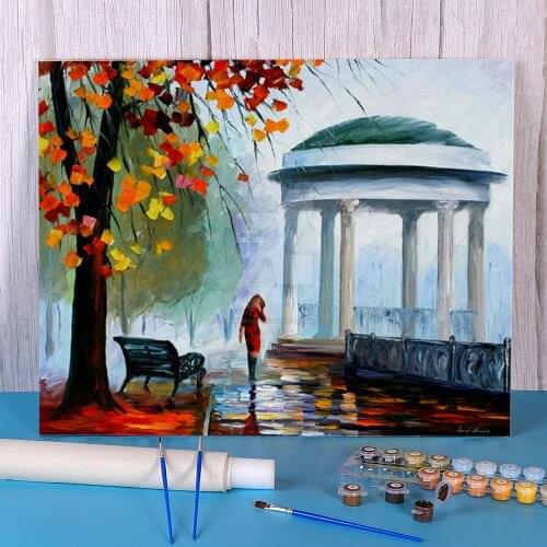 Foggy Park Paint By Numbers Complete Kit Oil Paints 50*70 Boards By Numbers Wall Decoration Crafts Adults Wholesale Drawing