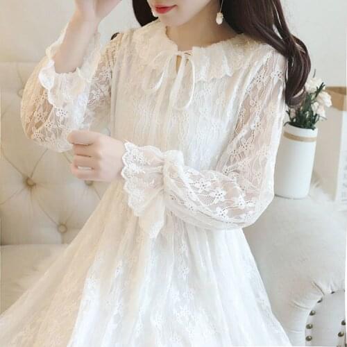 Spring New Long Sleeve Lace Dress Woman Dresses Vestido De Mujer Femme Robe