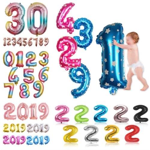32 inch Number Balloon Blue Black Red Gold Silve Number Foil Balloons Baby Shower Boy Happy Birthday Party Wedding Ballon Globos
