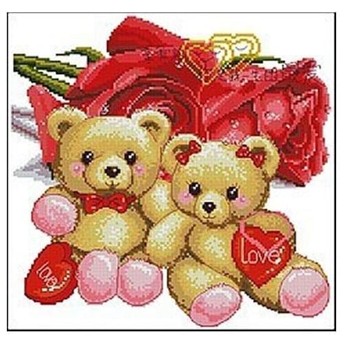 Embroidery Package Hot Sell Best Quality Cross Stitch Kits The Best Of My Love Heart Bear Flower Free Shipping