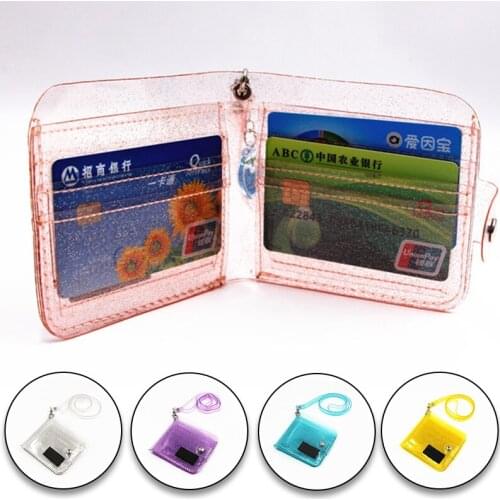 6 Color Ladies Clear Pvc Handbag, Mini Purse, Card Holder, Jelly Laser Short Id Handbag, Foldable Holdfast Card Bag