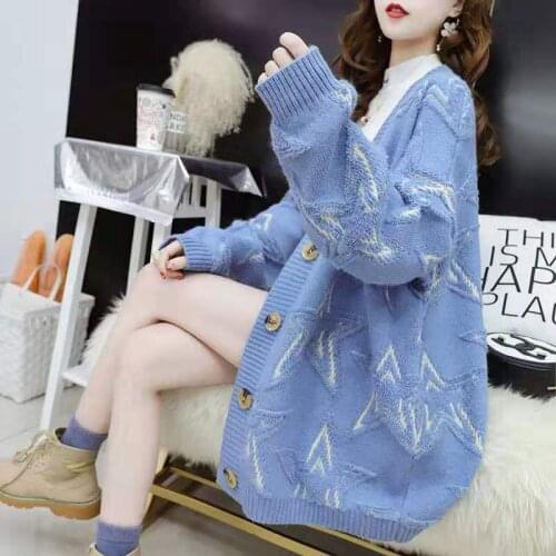 Women Knitted Sweater Spring Autumn New Korean Long Sleeve Single Breasted Fashion Loose Cardigan Abrigos Mujer Invierno 2020 T2