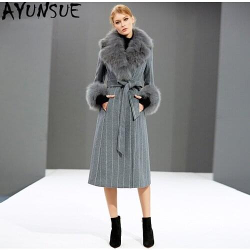 AYUNSUE Wool Coat Female Jacket Winter Coat Women Clothes 2020 Fox Fur Collar Woolen Coat Women Korean Jackets Abrigo Mujer MY