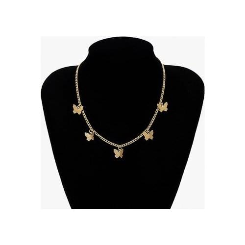 Gold Silver Color Chain Pendant Butterfly Necklace for Women Layered Charm Choker Necklaces Boho Beach Jewelry Gift Cheap