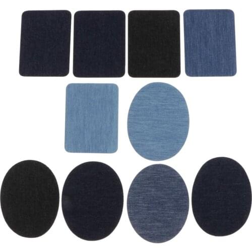 10 Square Oval Iron on Denim Jeans Patches DIY Sewing Appliques Decor Repair