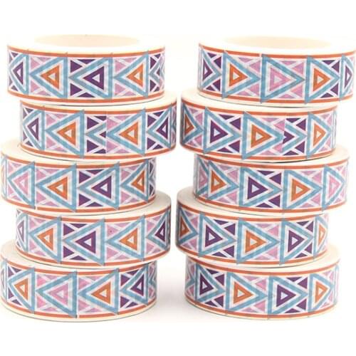 10pcs/lot 15MM*10M Colorful Triangle Washi Tape Japanese Paper DIY Planner Masking Tape Decorative Stationery