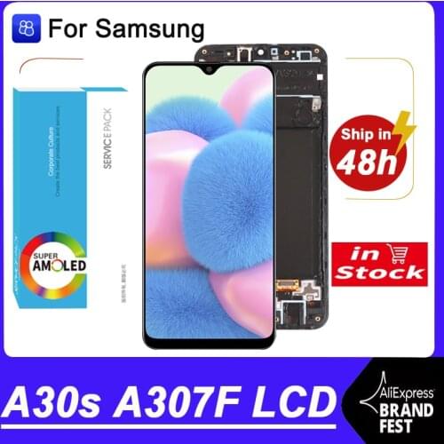 100% Original 6.4'' Super AMOLED Display For Samsung A30s A307F A307 A307FN LCD Touch Screen Digitizer Assembly Repair Parts
