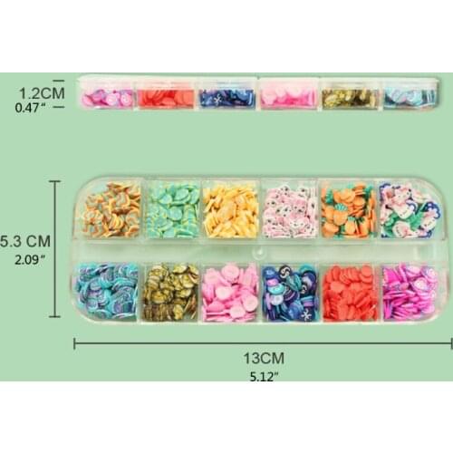 12 Grids Soft Polymer Clay Mini Rabbit Carrot Egg Flower Resin Fillings Crafts LX9E